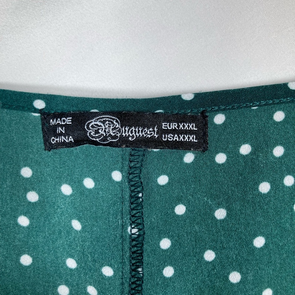 Uguest Green Polka Dot Long Sleeve Ruffle Dress Sz XXXL St.Patricks Day Spring - Picture 11 of 14